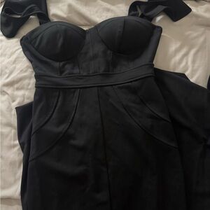 Fashion Nova Black Strapless Bustier Midi Dress
